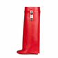 Women's Shark Lock Faux Knee High Boots Wedge Boots