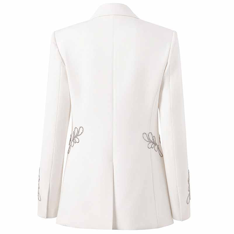 Women's Single Button Rhinestone Blazer with Pocket Coat