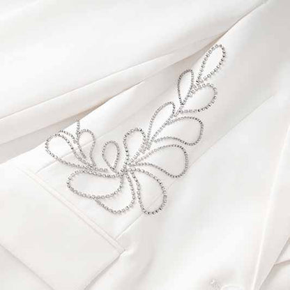 Women's Single Button Rhinestone Blazer with Pocket Coat