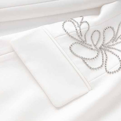 Women's Single Button Rhinestone Blazer with Pocket Coat