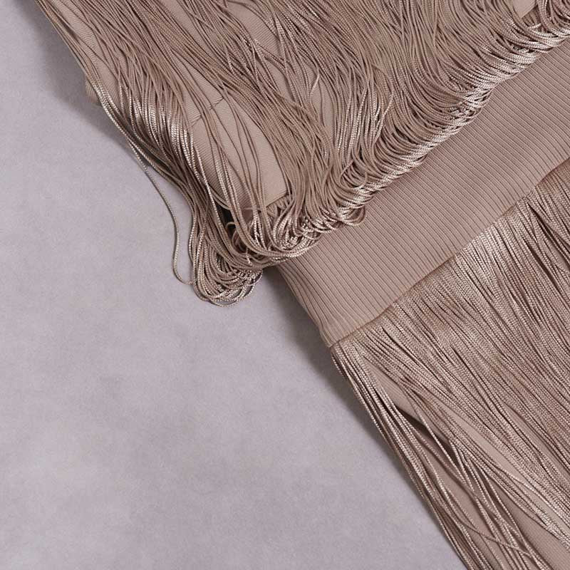 Elegant sleeveless tassel midi dress in soft fabric with stylish fringe details for a chic look