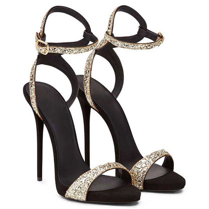 Women's Sparkle High Heels Ankle Straps Pump