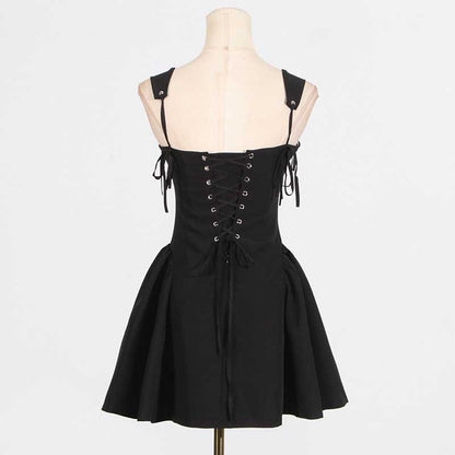 Women's Strapless Mini Dress A Line Lace-Up Short Dress