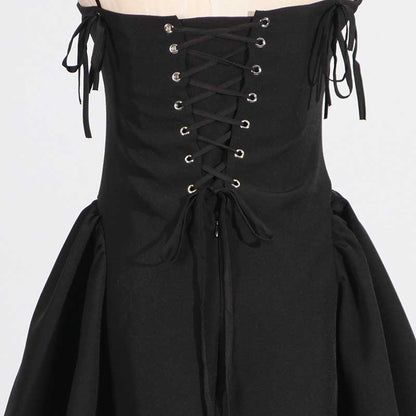 Women's Strapless Mini Dress A Line Lace-Up Short Dress