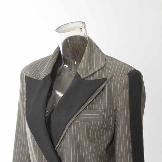 Women's Stripe Lapel Blazer Double Collar Straight Coat