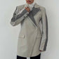 Women's Stripe Lapel Blazer Double Collar Straight Coat