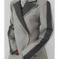 Women's Stripe Lapel Blazer Double Collar Straight Coat