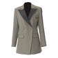 Women's Stripe Lapel Blazer Double Collar Straight Coat