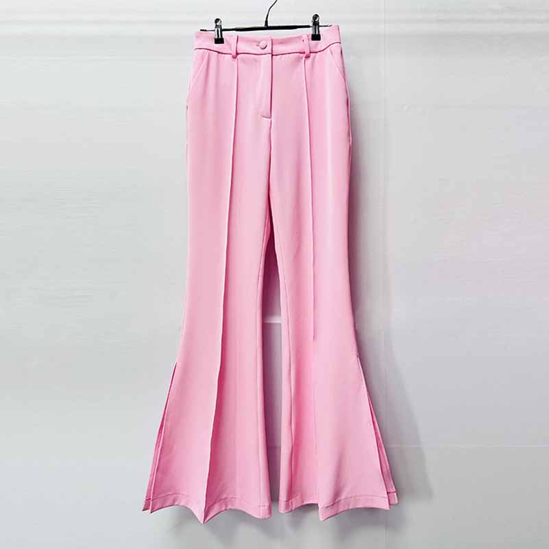 Women's Suit Pink One Button Pantsuit Wide-Leg Formal Suit Wedding Outfit