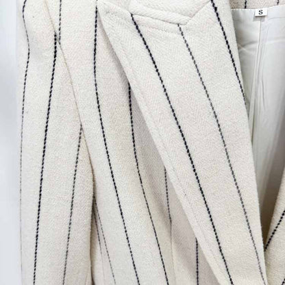 Women's Vertical Stripe Brushed Wool Suit Set – Blazer & Trousers 2-Piece Outfit