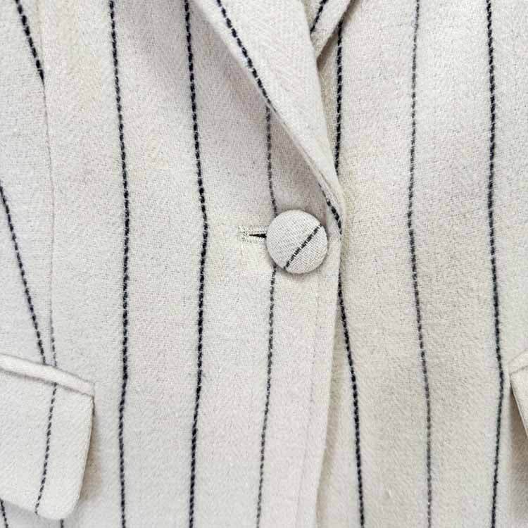 Women's Vertical Stripe Brushed Wool Suit Set – Blazer & Trousers 2-Piece Outfit