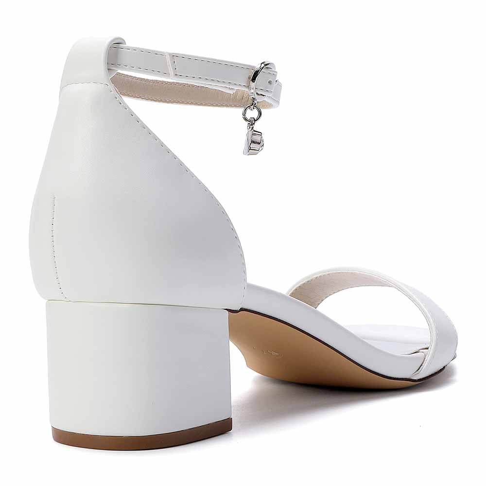 Women's White Ankle Strap Sandals Block Heel Open Toe Dress Shoes for Wedding Party Casual Wear