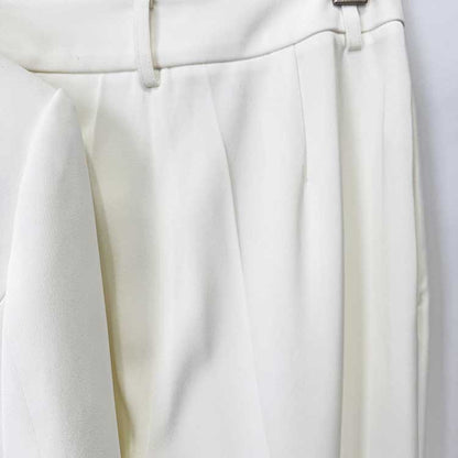 Elegant Women's White Sequin Floral Embroidered Blazer and Wide-Leg Pant Suit Set