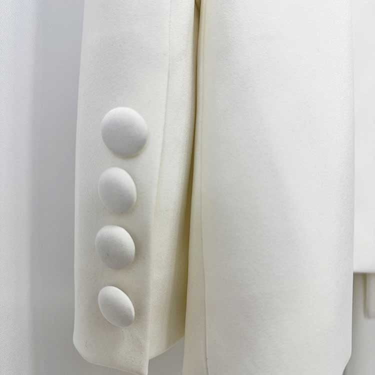 Elegant Women's White Sequin Floral Embroidered Blazer and Wide-Leg Pant Suit Set