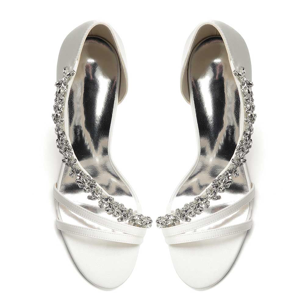 Rhinestone High Heel Sandals | Bridal Wedding Shoes | Open Toe Elegant Dress Footwear