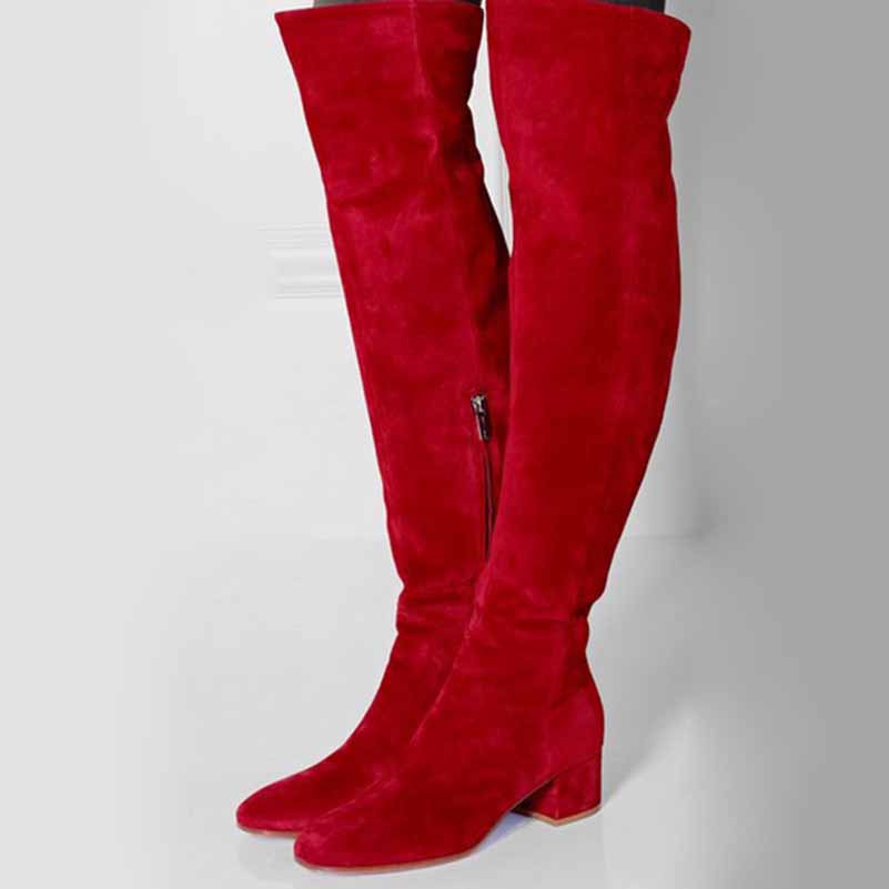 Women‘s Winter Over The Knee Boots Thigh High Suede Boots