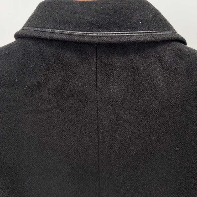 Back view of sd-hk women's winter wool coat in classic black, perfect for cold weather fashion