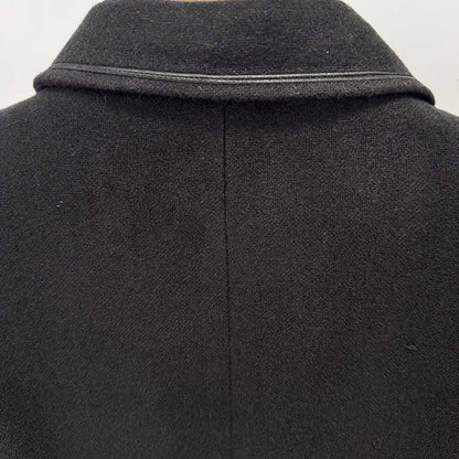 Back view of sd-hk women's winter wool coat in classic black, perfect for cold weather fashion