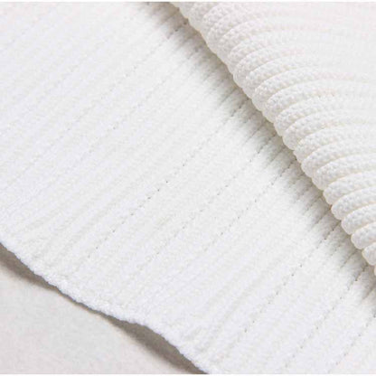 Women's Button-embellished Knitted Dress V-neck Mini Dress in White