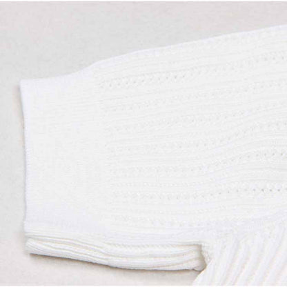 Women's Button-embellished Knitted Dress V-neck Mini Dress in White