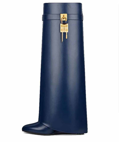 Women‘s Lock Detailed Leather Knee-High Boots