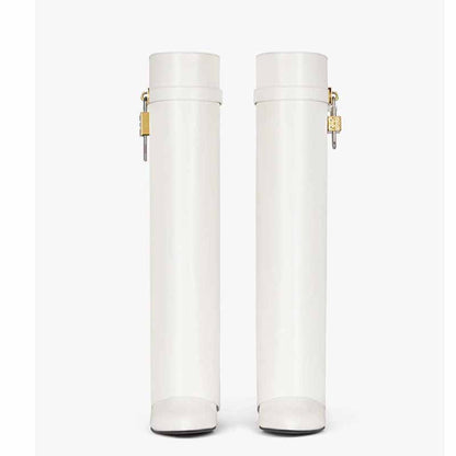 Women‘s Lock Detailed Leather Knee-High Boots