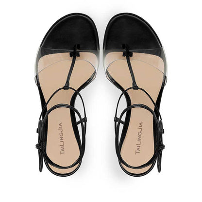 Womens Ankle Strappy Heeled Sandals Clear PVC Pumps