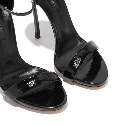 Womens Black Heels Ankle Strappy Heeled Sandals