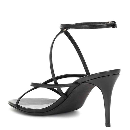 Womens Black Strappy Heeled Sandals Classic Heels