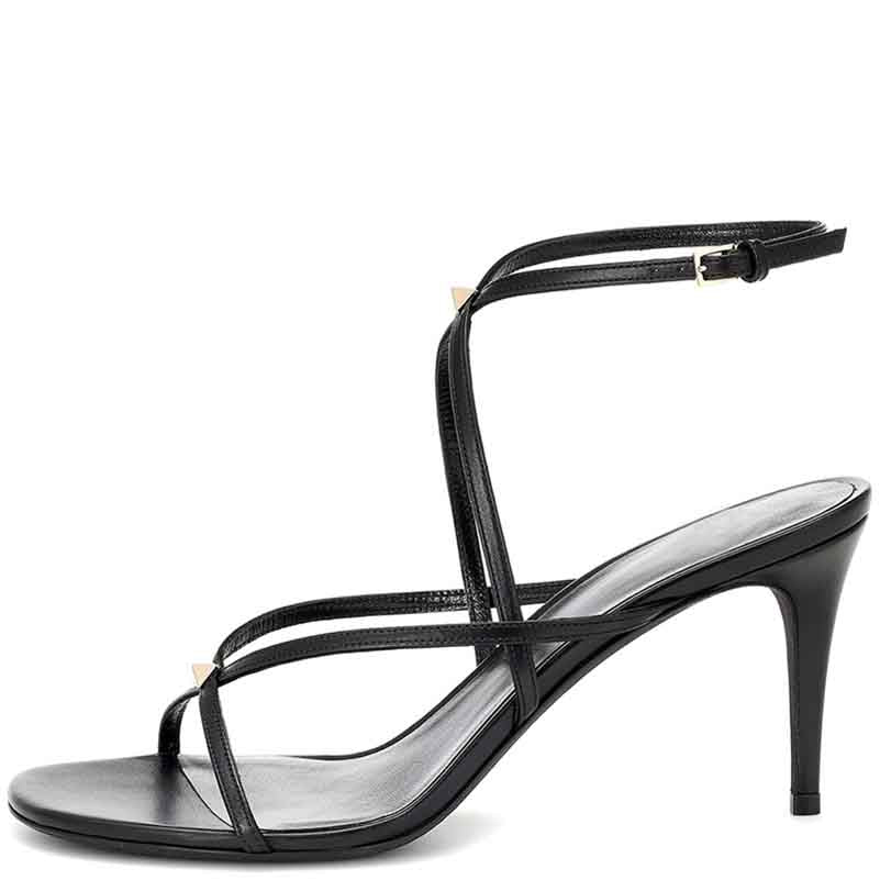 Womens Black Strappy Heeled Sandals Classic Heels – SD Dresscode