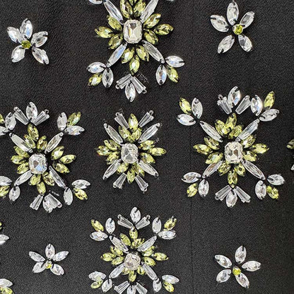 Womens High Collar Black Beaded Long Formal Dress Prom Gown