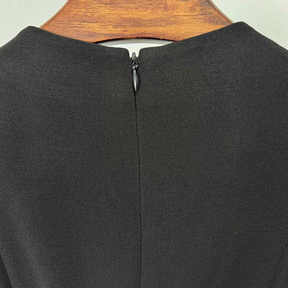 Womens High Collar Black Beaded Long Formal Dress Prom Gown