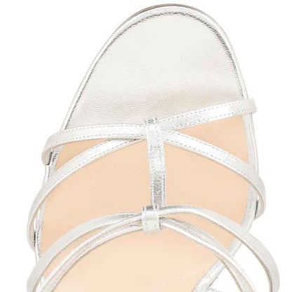 Womens Metallic Strappy Sandals Dress Heels