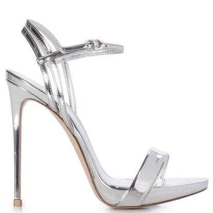 Womens Patent-Leather Sandals Buckle Straps High Heels