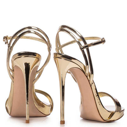 Womens Patent-Leather Sandals Buckle Straps High Heels