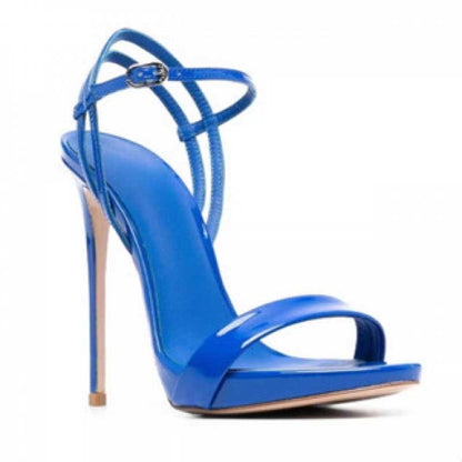 Womens Patent-Leather Sandals Buckle Straps High Heels