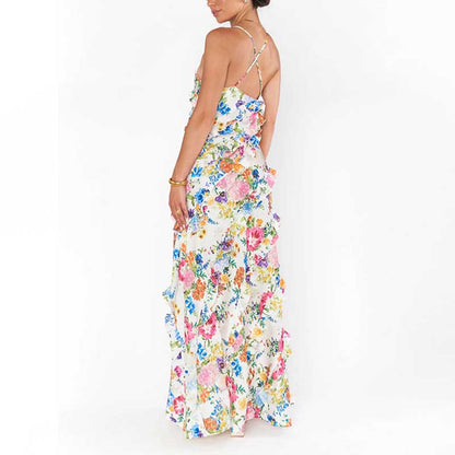 Womens Tiered Ruffle Maxi Dress