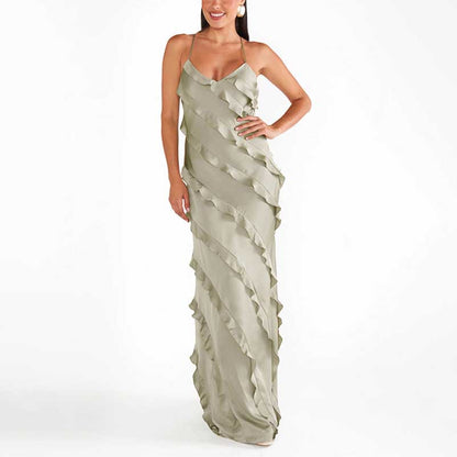 Womens Tiered Ruffle Maxi Dress