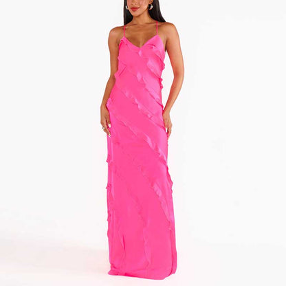 Womens Tiered Ruffle Maxi Dress
