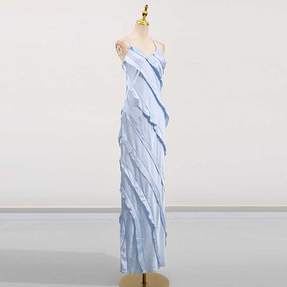 Womens Tiered Ruffle Maxi Dress