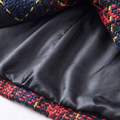 Womens Vintage Double Breasted Tweed Blazer Checkered Coat