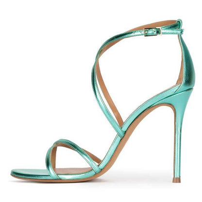 Womens Colored Strappy Heeled Sandals Dress Shoes