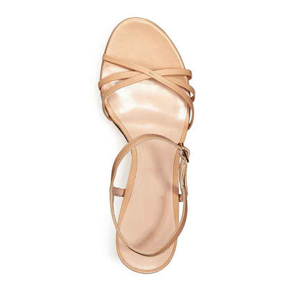 Womens Nude Color Strappy Heeled Sandals Classic Heels