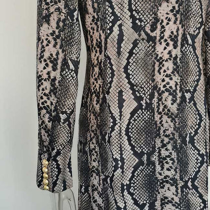 Stylish animal print maxi dress for women with elegant button details on sleeves