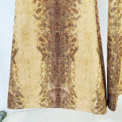 Women's Animal Print Wide-Leg Trousers Suit Leather Pantsuit
