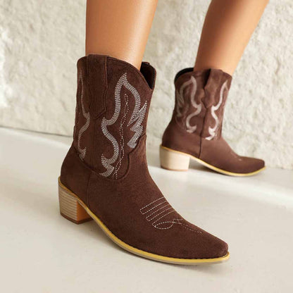 Suede Short Boots Cowboy Woman boots Boho Ankle boots