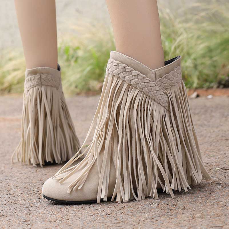 Women's Suede Tassel Ankle Boots