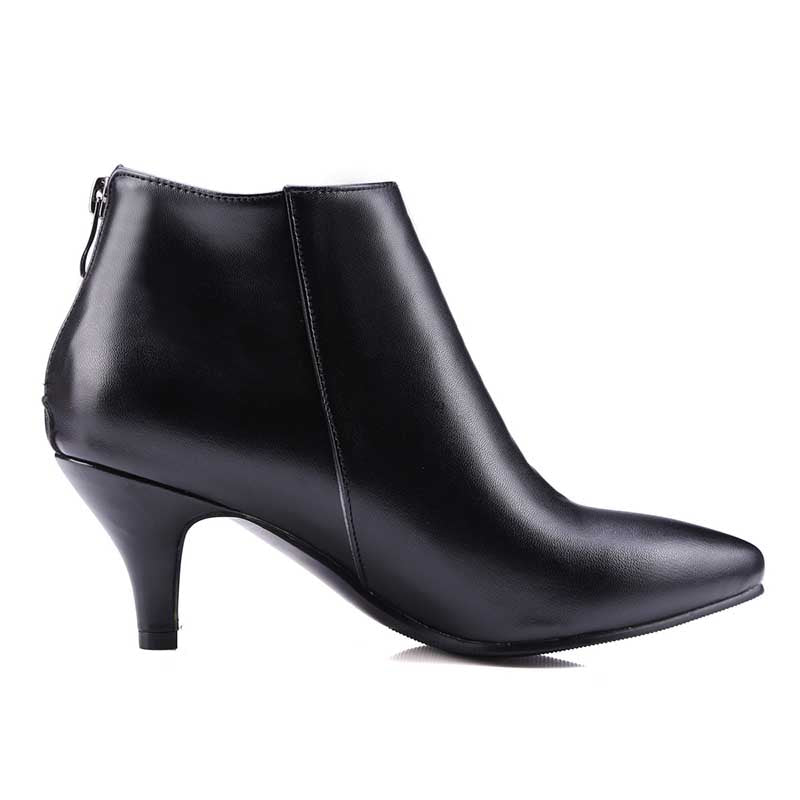 Women's Pointy Toe Ankle Booties Zipper and Kitten Heel Boots