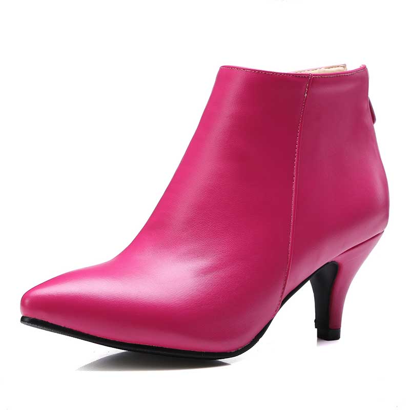 Women's Pointy Toe Ankle Booties Zipper and Kitten Heel Boots