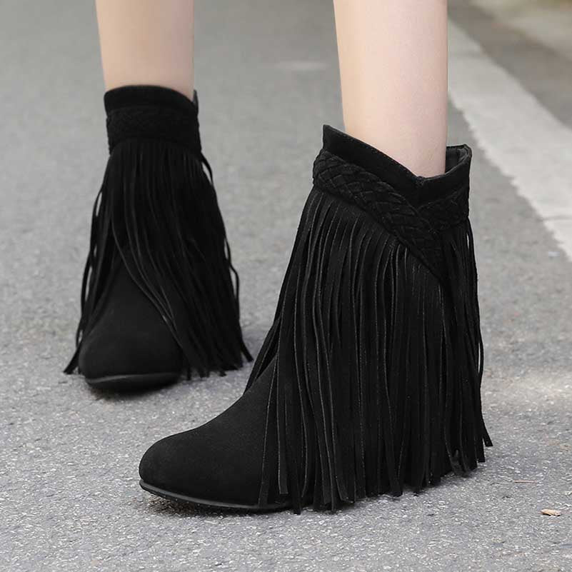 Women's Suede Tassel Ankle Boots